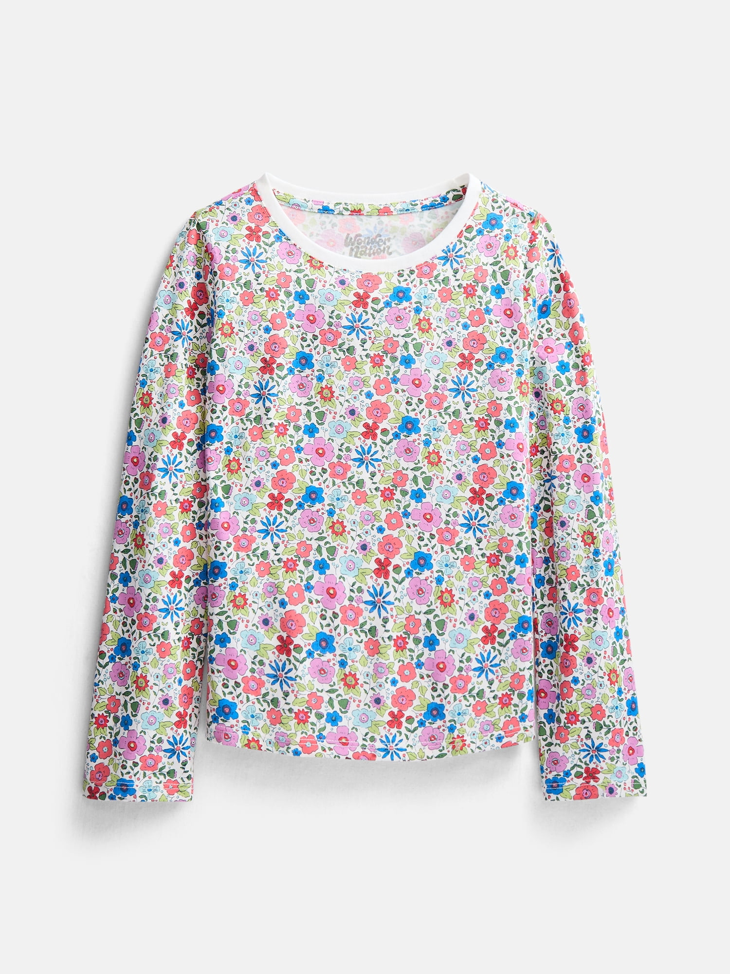 Wonder Nation Girls Kid Tough Tee with Long Sleeves, 3 Pack, Sizes 4-18 & Plus