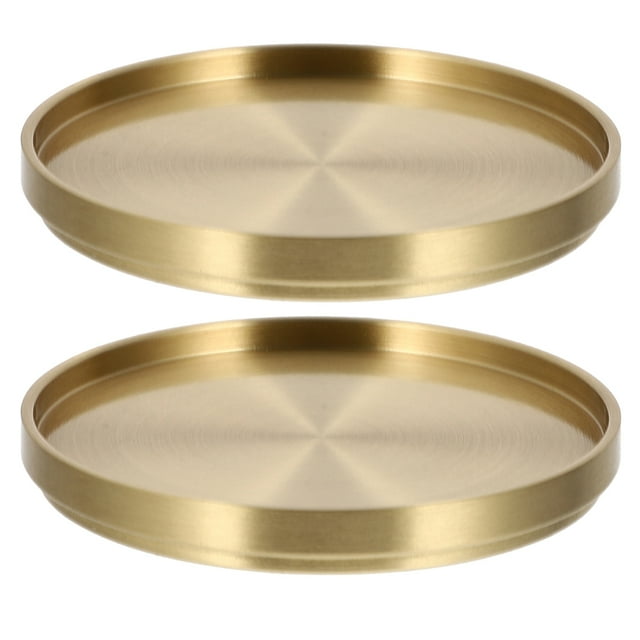 MasteelfCA 2Pcs Brass Tea Serving Mats Desktop Coasters Simple Tea Cup Cushions for Home Golden