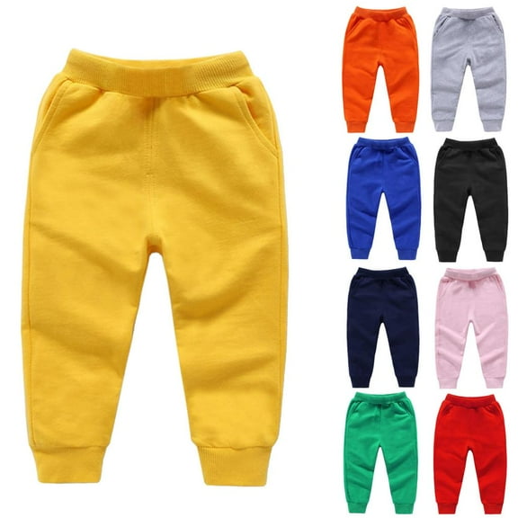 Besolor Kids Boys Girls Fall Sweatpants Toddler Elastic Waistband Jogger Pants Solid Color Casual Workout Trousers