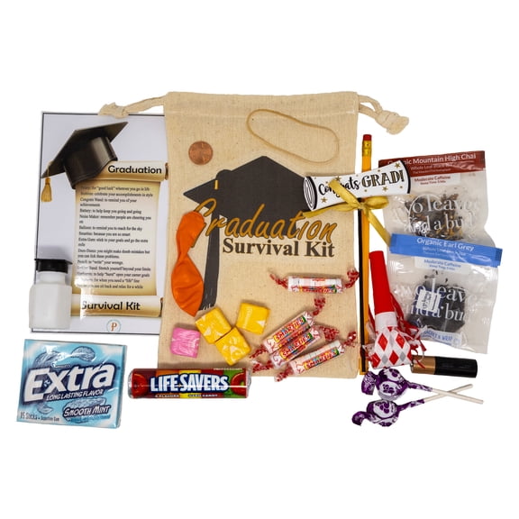 Graduation Survival Kit with Custom Printed Personalized Gift Card | Grad Gifts