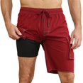 thumbnail image 3 of Mowujeit Quick Dry Swim Trunks for Men with Liner Summer Beach Shorts Red S-4XL, 3 of 10