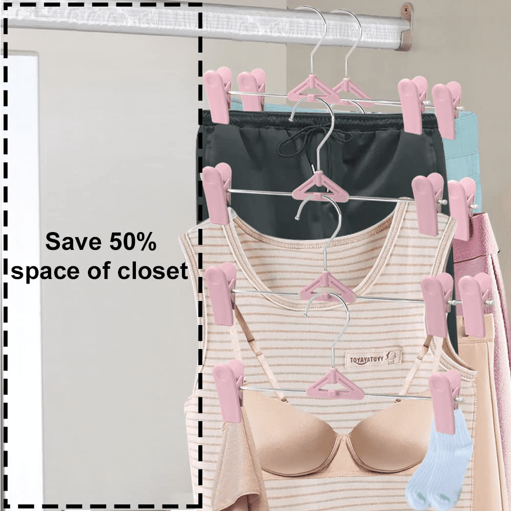 Northern Brothers Space-Saving Adjustable Non-Slip Pants Hangers For Adults & Kids(50-Pack, Pink)
