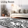 thumbnail image 2 of ODIKA 3'x5' Machine Washable Non-Slip Area Rug, Luxurious Vintage Damask Spiral Medallion Motif High Traffic Rug, Black, 580837, 2 of 7