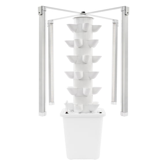 30 Pods Hydroponic Tower Garden with LED Grow Lights, 6 Tier Vertical Indoor Herb Garden System, 10L Water Tank, Adjustable 3/6/9H Timer, Indoor Vegetable Plant Growing Kit