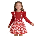 thumbnail image 4 of ITSAME Girls Casual Dress, Cinched Waist Ruffled Long Sleeve Heart Print Summer Fashion Princess Dress Red 5-6T, 4 of 9
