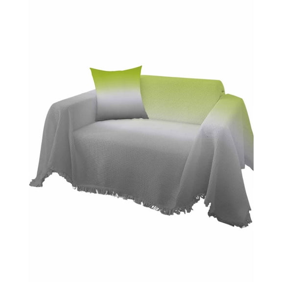 Green Greyish Sofa Couch Covers for Dog,Washable Sectional Couch Slipcovers for Loveseat with Tassels,Gradient Minimalist Abstract Colored Non Slip Sofa Throw Cover Blanket Large 71''x102''