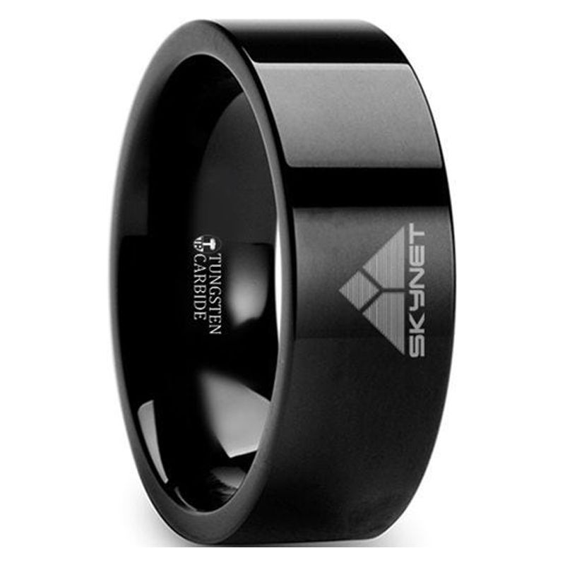 Termintor Rings Skynet Terminator Symbol Super Hero Black Tungsten Engraved Ring ...