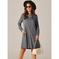 thumbnail image 3 of DARING DIVA Casual Long Sleeve Tunic Top Dress L Grey, 3 of 5