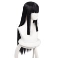 thumbnail image 4 of Pelucas con flequillo para mujer, peluca ondulada suelta, cabello negro largo y liso, longitud de cosplay para niña, pelucas de disfraz coloridas, bandas para el cabello, 4 of 4