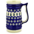 thumbnail image 3 of Polish Pottery 31 oz Beer Mug (Peacock Leaves Theme) Hand Painted in Boleslawiec, Poland + Certificate of Authenticity, 3 of 6