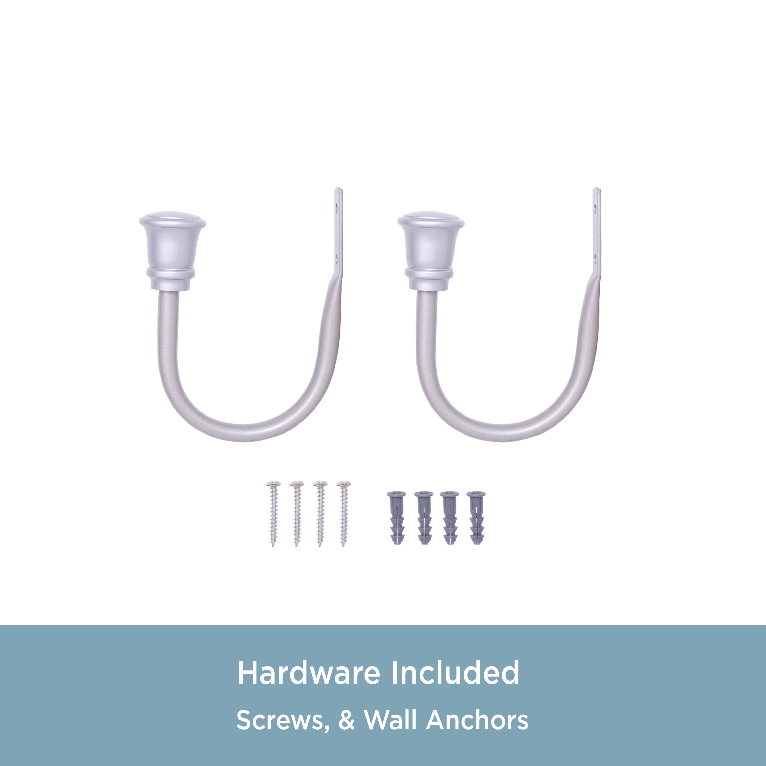Kenney Trumpet Cap End Decorative Holdback Set for Curtains and Drapes, Satin Nickel, Set of 2