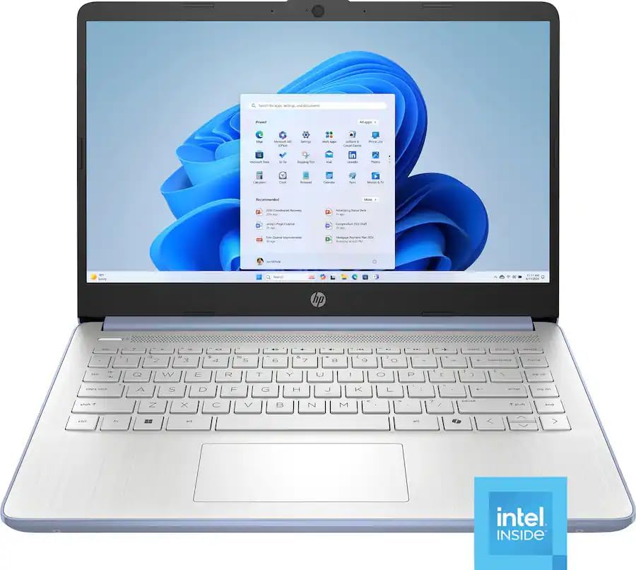 HP 14'' HD Business Laptop, Intel Processor N150, 4GB RAM, 128GB UFS + 64GB Memory Card, Copilot AI, Win11 Home in S Mode, One-year Microsoft Office 365, Sky Blue with Mazepoly Accessories