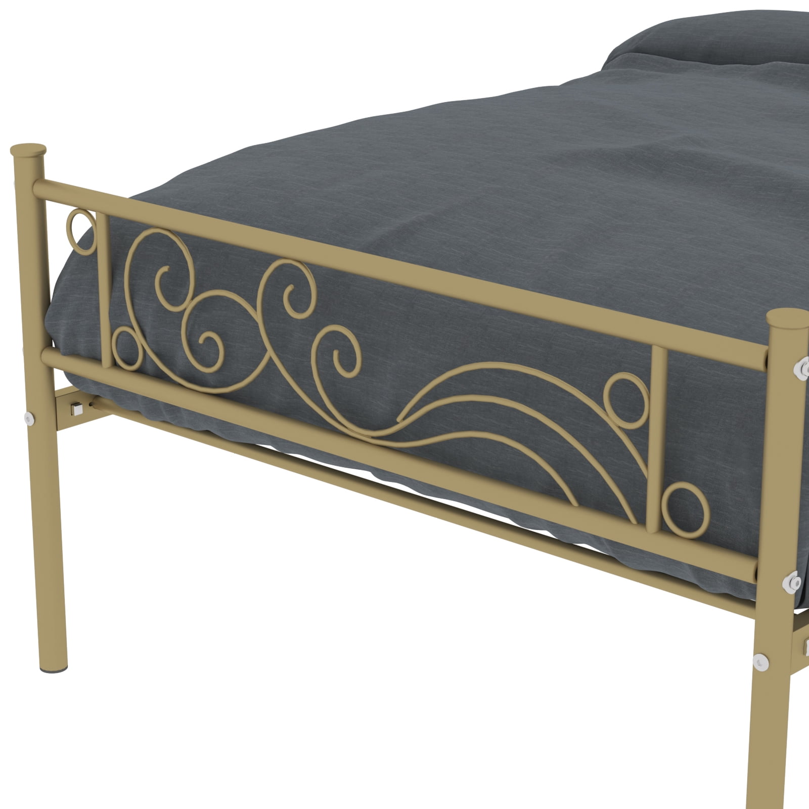 Yoneston Twin Size Metal Platform Bed Frame with Headboard Footboard for Kid - Gold