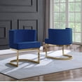 thumbnail image 2 of Velvet Navy Blue Accent Chair with Gold Chrome Base - 1 Chair, 2 of 4