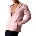 thumbnail image 6 of Mens UPF 50+ Sun Protection Jacket Hooded Long Sleeve Zipper Lightweight Quick Dry Athletic Top with Pockets and Thumb Hole Pink XXL, 6 of 7