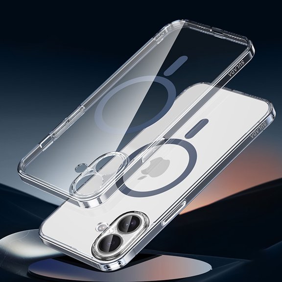 Dteck for iPhone 16 Case Compatible with MagSafe, Scratch-Resistant Hard PC Crystal Clear Phone Case with All-Inclusive Camera Lens Protector for iPhone 16,Blue