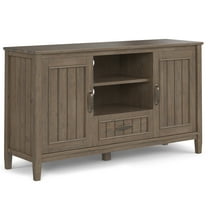Simpli Home Lev SOLID WOOD 53 inch Wide Contemporary TV Media Stand in Smoky Brown For TVs up to 60 inches