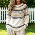 thumbnail image 2 of Women Sweater Color Block Casual Relaxed Long Sleeve Tops Fall Winter Round Neck Pullover Blouse Daily Wear, 2 of 5