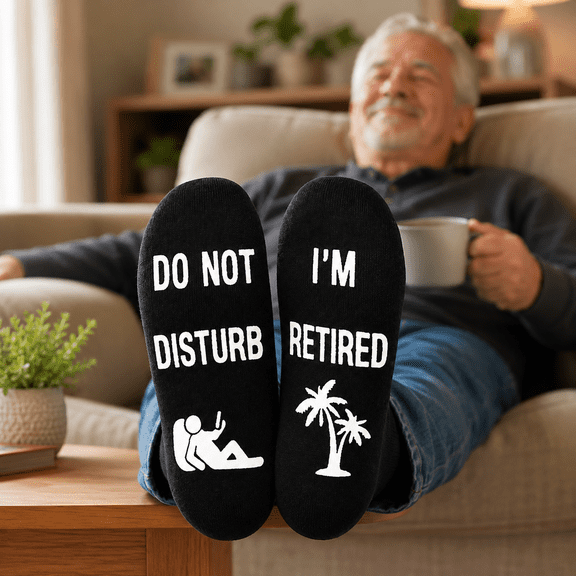 Felinux Funny Retirement Socks, Do Not Disturb Im Retired Black Novelty Socks