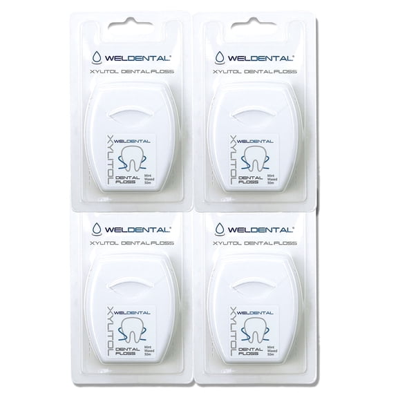 Weldental Xylitol Floss, Waxed Expanding Dental Floss, (4-Pack)