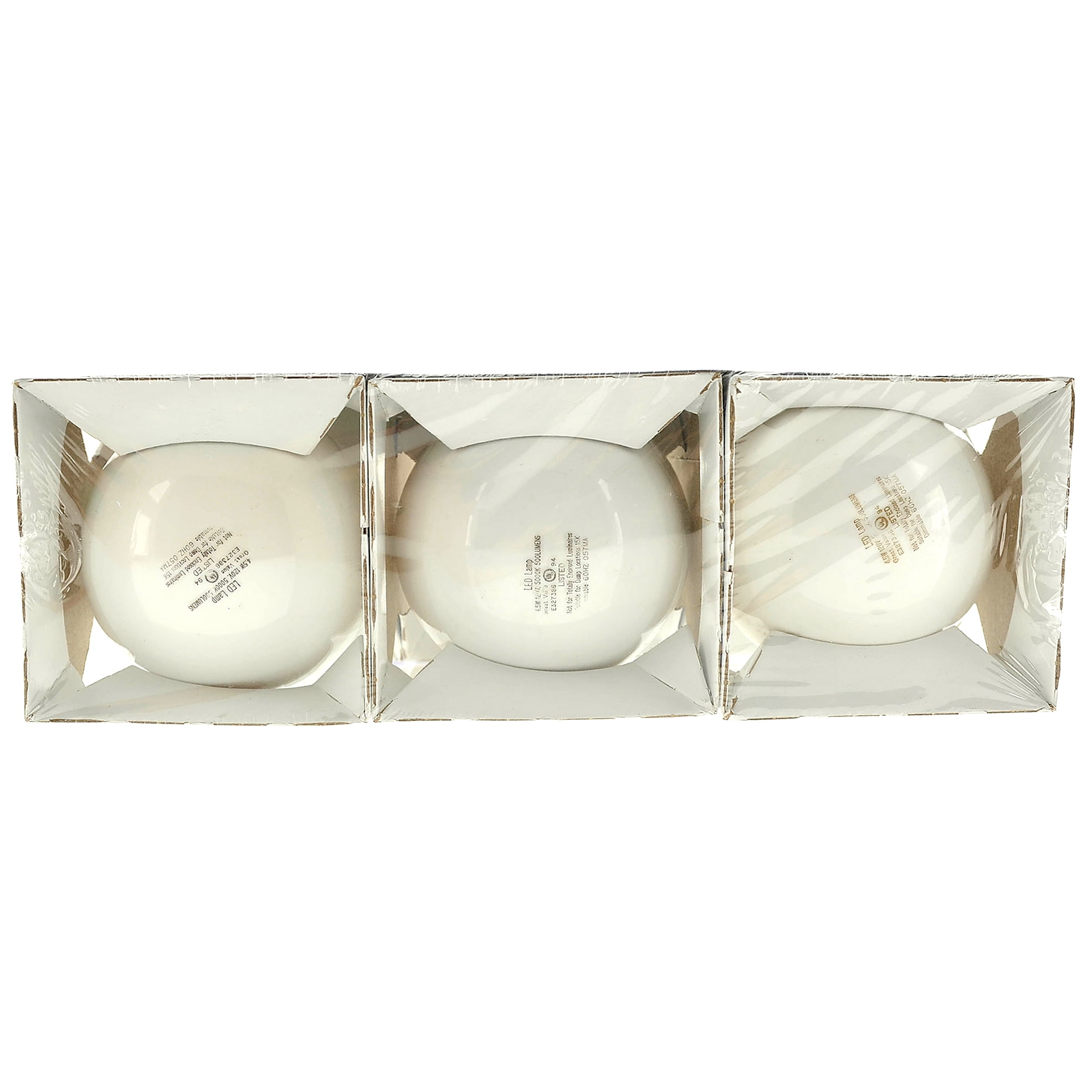 Great Value Glass Globe LED Light Bulb, Daylight, Dimmable, 5W (60W Equivalent), 3 Count