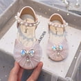 ILJNDTGBE Girls' Sequined Sandals and Pearl Leather Shoes Kids Slides