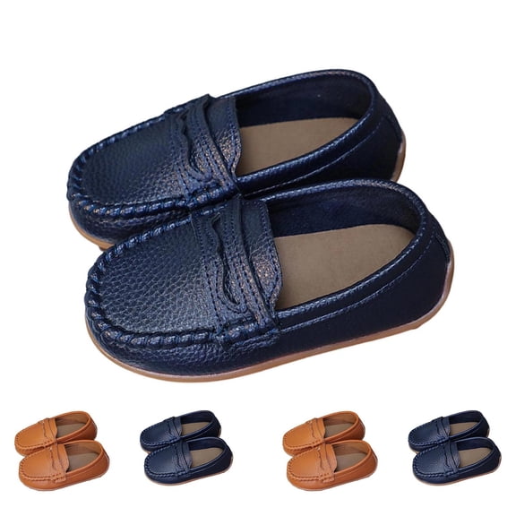 Infant Baby Boys Loafers Soft Sole PU Leather Toddler Moccasins Girls First Walking Crib Dress Shoes Brown 12 (30)