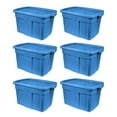 thumbnail image 1 of Rubbermaid Roughneck Tote 18 Gallon Storage Container, Heritage Blue (6 Pack), 1 of 10