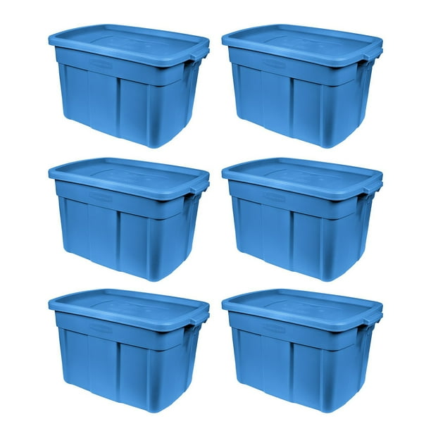 Rubbermaid Roughneck Tote 18 Gal Storage Container, Heritage Blue (6