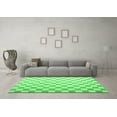 thumbnail image 3 of Ahgly Company Machine Washable Indoor Round Checkered Emerald Green Modern Area Rugs, 8' Round, 3 of 4
