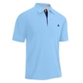 thumbnail image 5 of HOWPAY Short Sleeve Polo Shirts for Men Classic Collared T-Shirt Casual Solid Color Lightweight Loose Fit Athletic Work Golf Shirts Light Blue M, 5 of 5