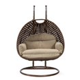 thumbnail image 5 of LeisureMod Mendoza Dark Brown Wicker Hanging 2 Person Egg Swing Chair with Stand & Taupe Cushions, 5 of 9
