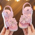 thumbnail image 2 of TOWED22 Girls Open Toe Princess Flat Sandals with Comfort Sole Summer Sandals Pink,10, 2 of 9
