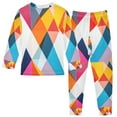 thumbnail image 2 of FORMRS Long Sleeve Top and Pants Pajama Set for Niños 2-Piece Sleepwear, Sizes 18M-8Y, Colorful Triangles, 2 of 6