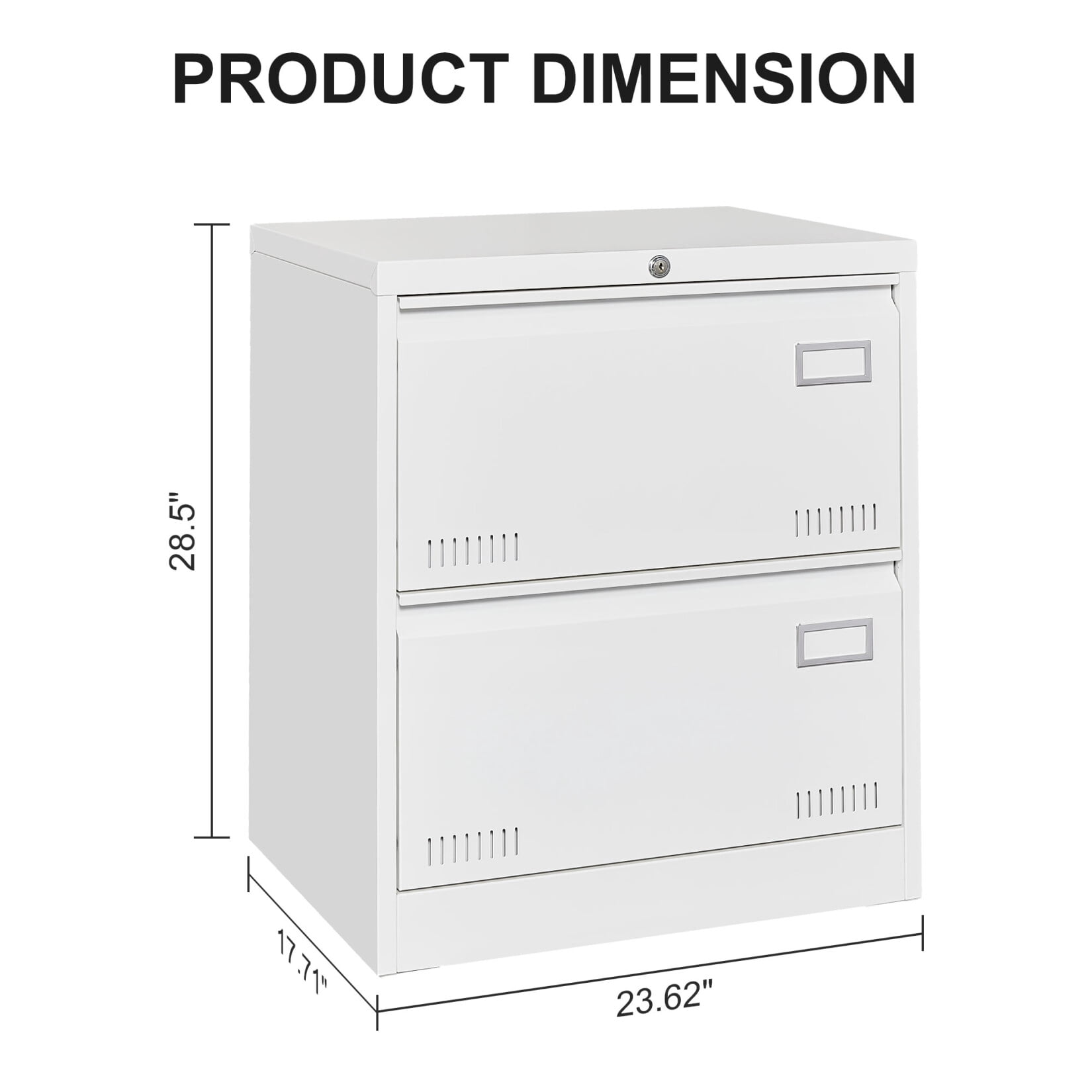 2 Drawer Lateral File Cabinet, Lateral Metal Filing Cabinet with Lock and 2 Foldable Keys, File Cabinet for Home Office, Anti-Tip 3 Storage Drawers for Letter/Legal/A4/F4 Size, White