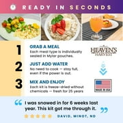 Heavens Harvest 25 Year Family Survival Food Kit + Waterproof Bucket, Emergency Freeze Dried Food Supply (60 servings)