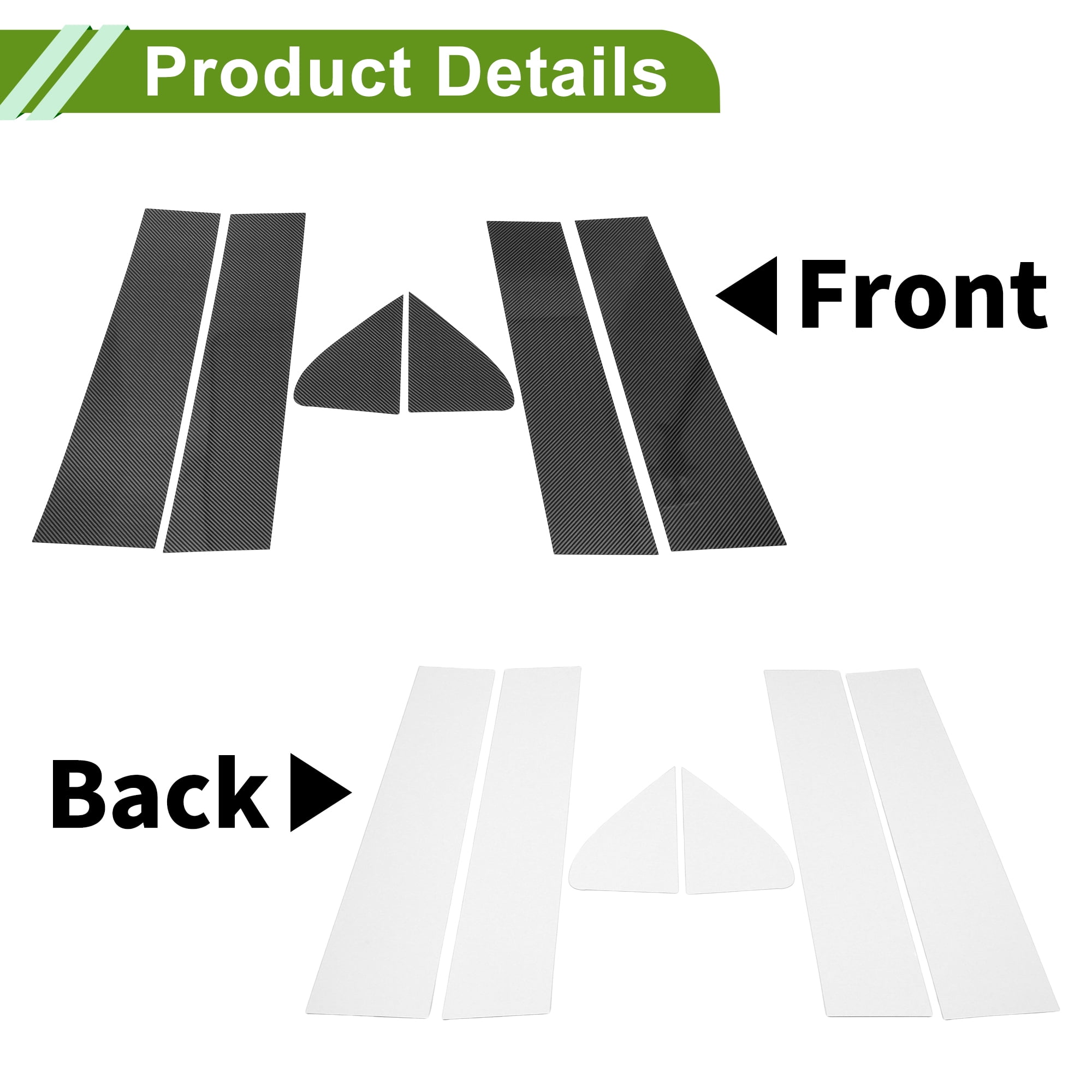 Unique Bargains 6Pcs Door Pillar Window Trim For Chevy Silverado 2019-2024 Carbon Fiber
