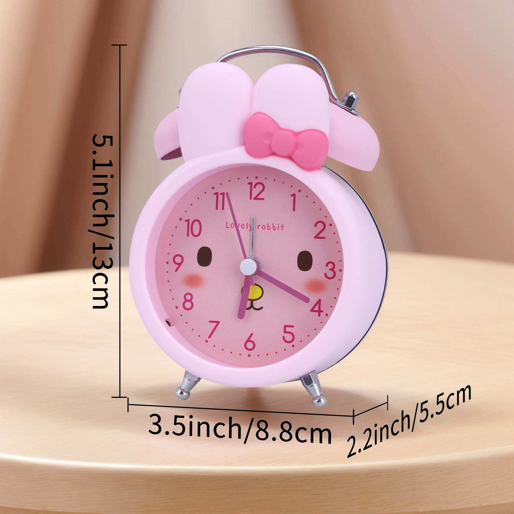 Unique Bargains Mechanical Loud Alarm Clock with Bunny Design Yellow 3.5"L x 2.2"W x 5.1"H