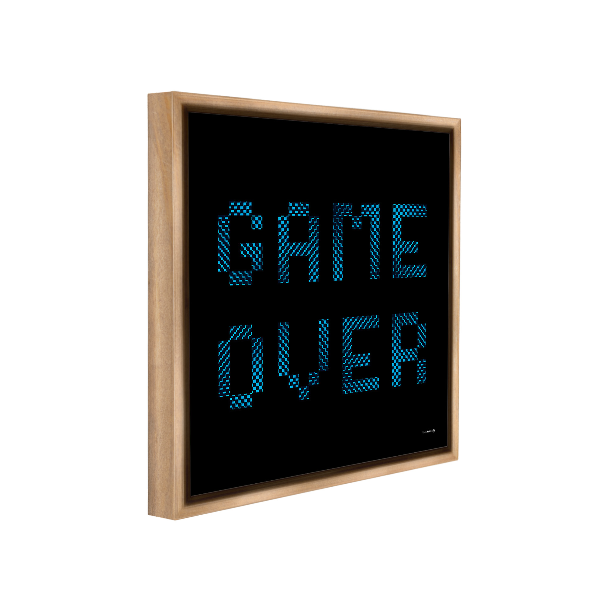 Stupell Industries Game Over Pixel Phrase Typography Painting Brown Floater Framed Canvas Art Print Wall Art, 18 x 18
