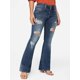 thumbnail image 2 of Jeans Flamingals de talle bajo, corte rasgado, pierna ancha, azul, 4XL, para mujer, 2 of 6