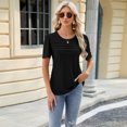 thumbnail image 6 of Fjuchai Womens U-Neck T-Shirt Summe Wrinkles Tees Female Cotton Solid Casual Top for S-XXL, 6 of 9