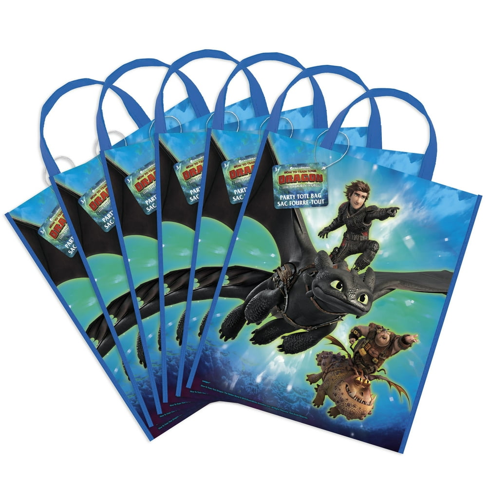 Large Plastic How to Train Your Dragon Goodie Bags, 6ct