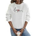 thumbnail image 1 of Innerwin Pullover Crew Neck Ladies Tops Sport Slogan Print Comfy Sweatshirt White L, 1 of 2