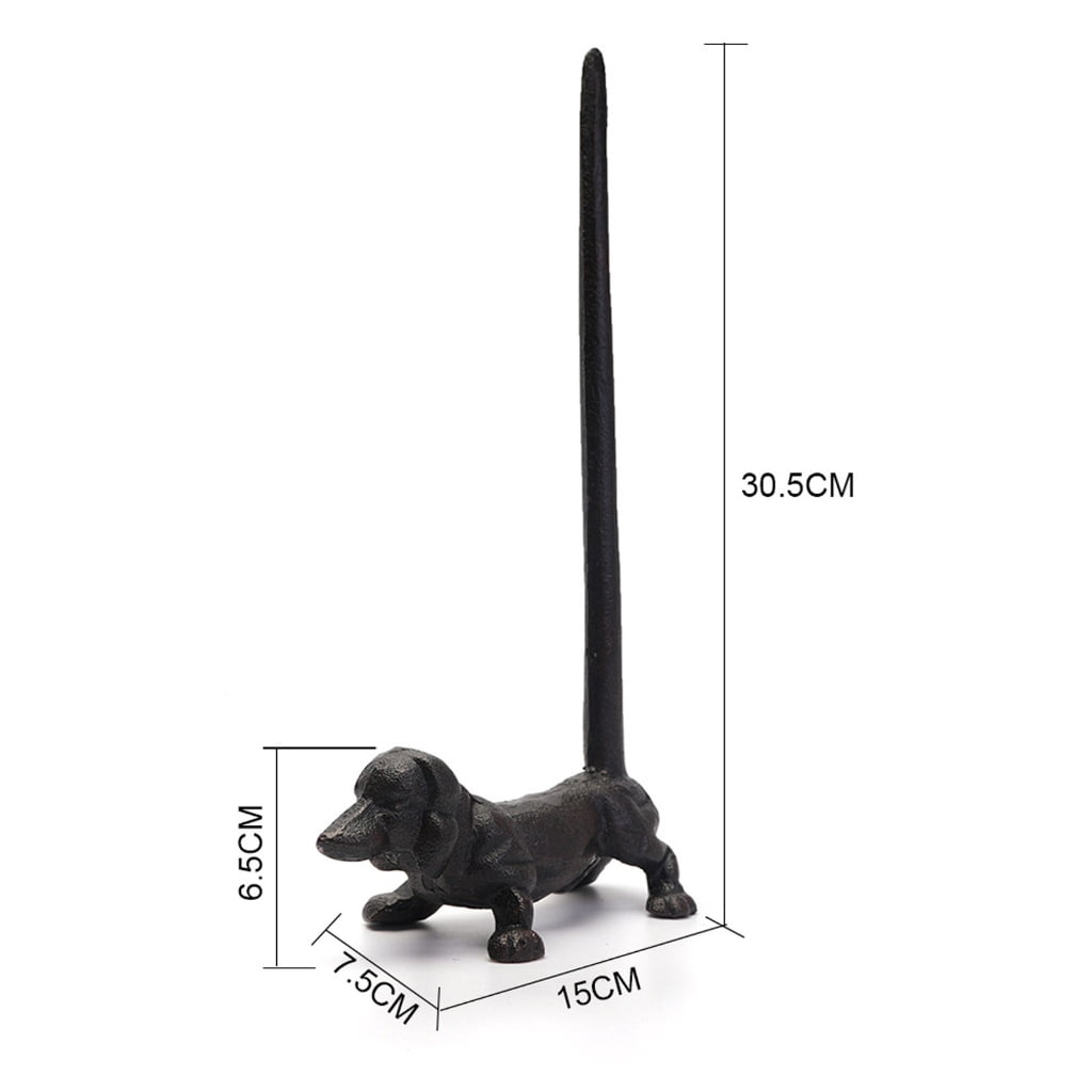 SDFGTstore Decorsative Iron Dachshund Paper Towel Holder Bucolic Kitchen Dining Room Shelf Decors Sturdy Functional Design