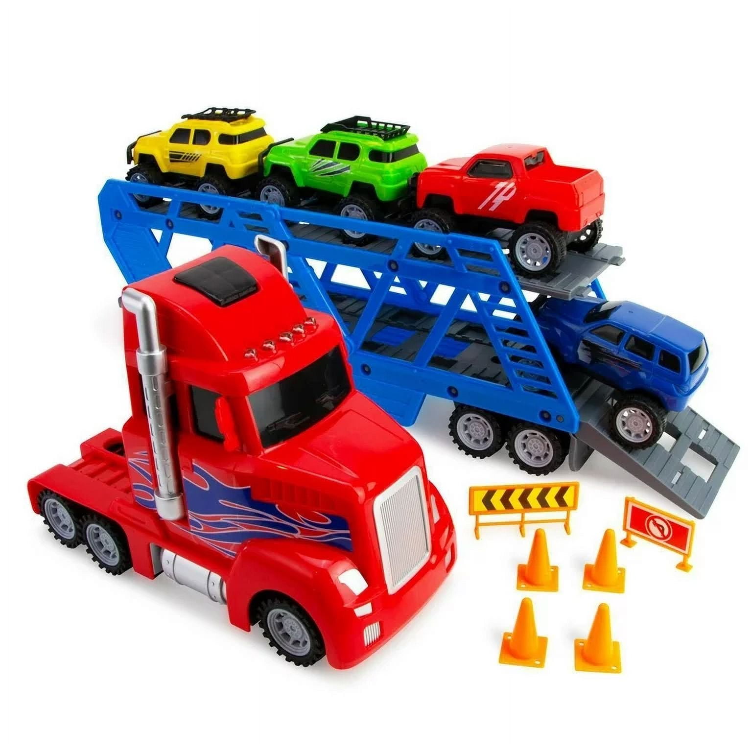 Adventure Force Light and Sound Big Rig Super Transporter, 12 Piece Set, 24 Inch Full Length SemiTru(图2)