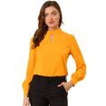 thumbnail image 1 of AllegK Dde San Patricio profesional Blusas de gade manlarcon cuello alto elegante pamujer Amarillo brillante M, 1 of 6