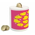 thumbnail image 2 of Rubber Duck Piggy Bank, Fun Duckies Circle Pattern Bath Toys Bubbles Animal Print, Ceramic Coin Bank Money Box for Cash Saving, 3.6" X 3.2", Yellow Pink, by Ambesonne, 2 of 4