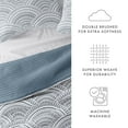 thumbnail image 5 of Noble Linens Dusk Blue 3 Piece Scallop Reversible Microfiber Quilt Set, King / CalKing, 5 of 8