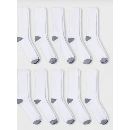 Goodfellow & Co Mens Odor Resistant Crew Socks 10pk - White, 6-12