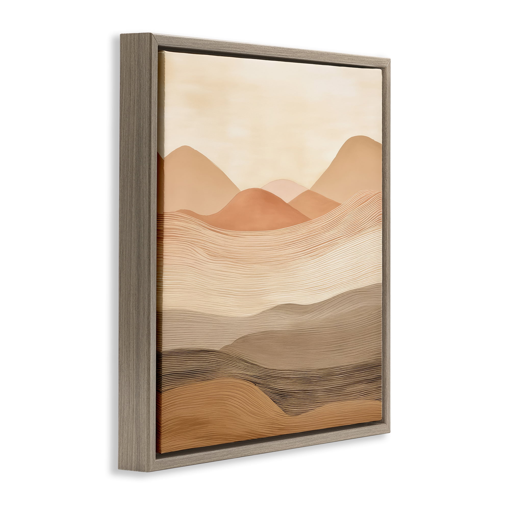 Stupell Industries Layered Sand Dunes Landscape & Nature Painting Brown Floater Framed Canvas Art Print Wall Art, 25 x 25